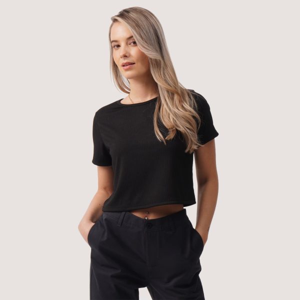 Slim Fit Cropped Ribbed T-Shirt