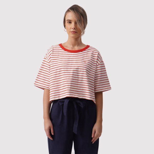 Boxy Cropped Striped T-Shirt