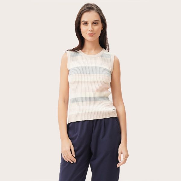 Flat Knit Sleeveless Striped Top